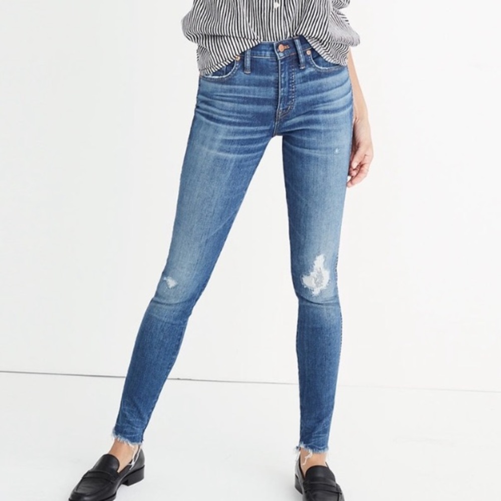Madewell 9” High Rise Skinny Distressed Jeans